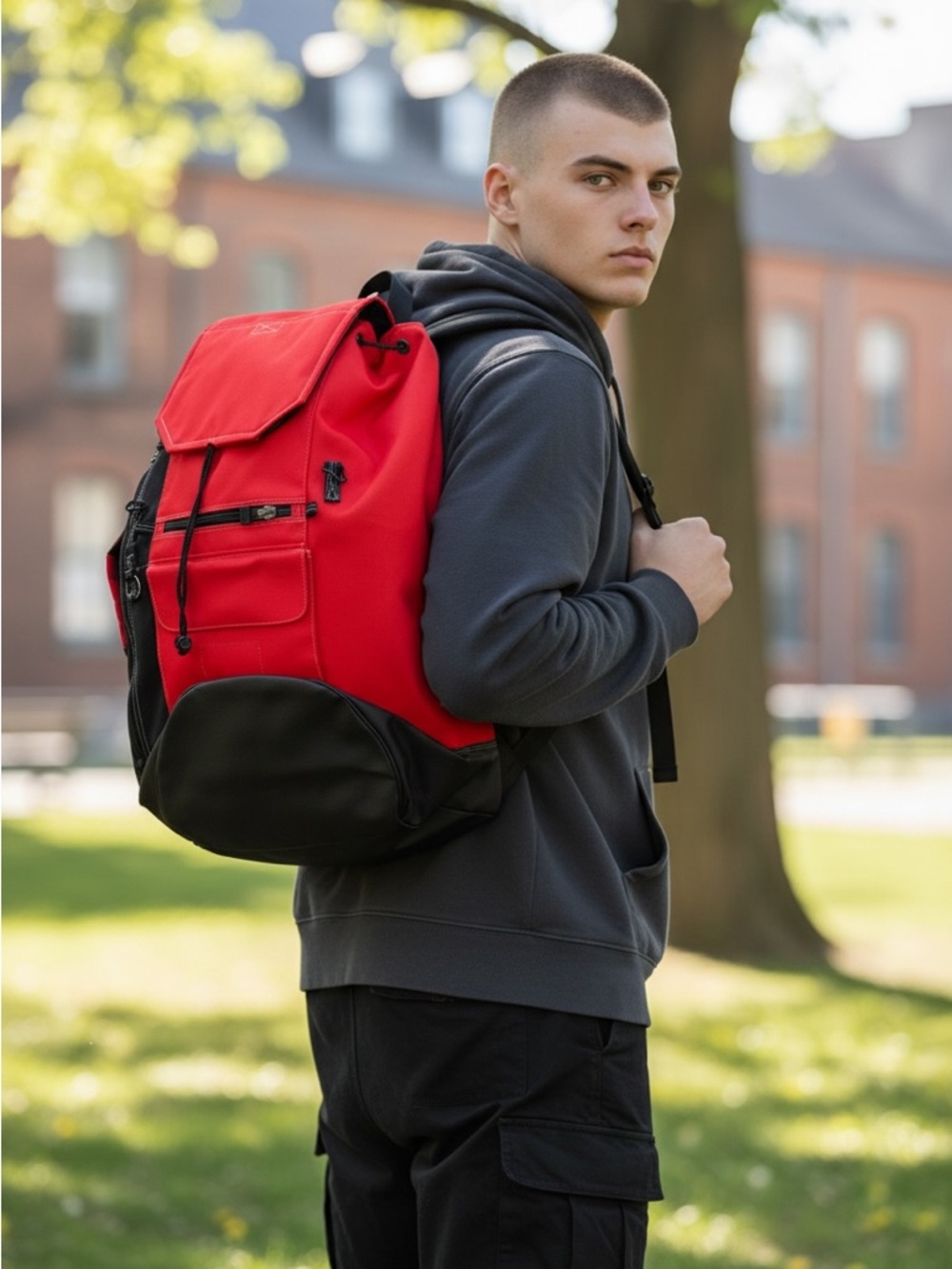 Marlboro Unlimited Red & Black Duffle/Backpack w/Front Flap &  Zipper Pocket NWT